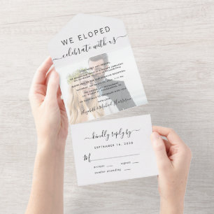 Invitation Tout En Un Réception de mariage photo Elopement