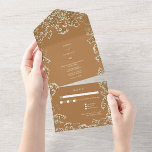Invitation Tout En Un Réponse de mariage Baby's Breath Solidago 