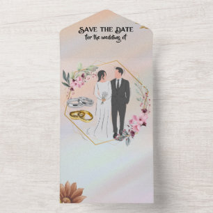 Invitation Tout En Un Réservez la date pour le mariage de