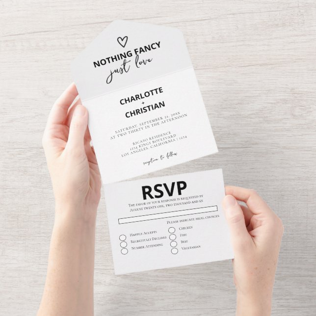 Invitation Tout En Un Rien de fantaisie Juste Amour Mariage (Déchirure)