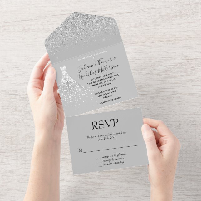 Invitation Tout En Un Robe en diamant blanc Confetti Parties scintillant (Déchirure)