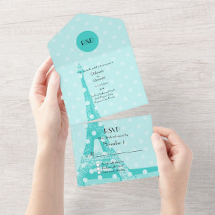 Invitation Tout En Un Robins Egg Blue Paris Mariage à thème