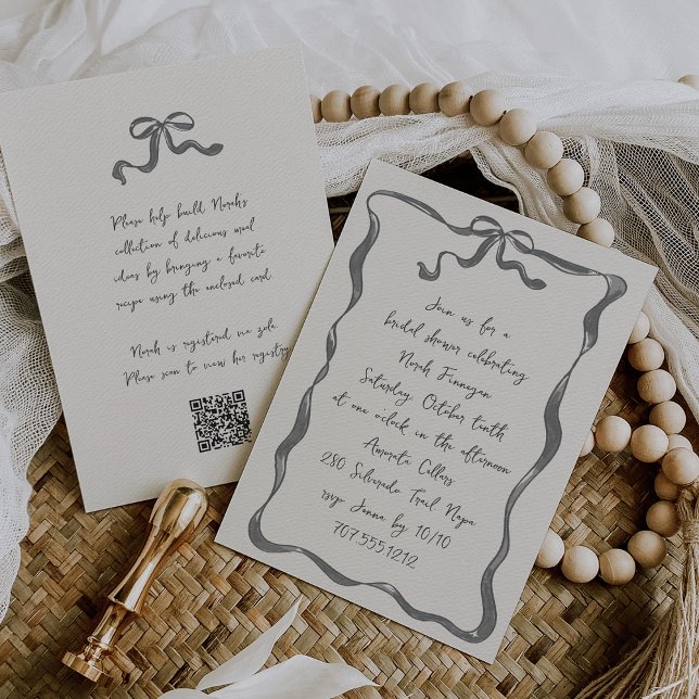 Invitation Tout en un romantique Bow Fête des mariées manuscr (Créateur téléchargé)