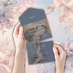 Invitation Tout En Un romantique lilac photo mariage sécurité de la date