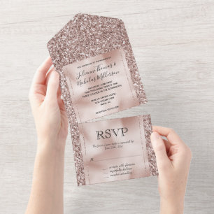 Invitation Tout En Un Rose Blush Parties scintillant rose glam tout en u