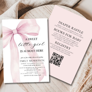 Invitation Tout en un rose Bow Sweet Little Girl Baby shower