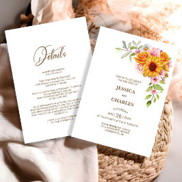 Invitation Tout en un Rose de tournesol Mariage Floral