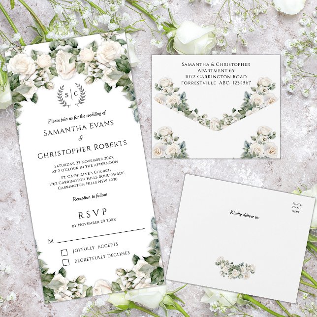 Invitation Tout En Un Rose Garden Romance Floral Mariage (Créateur téléchargé)