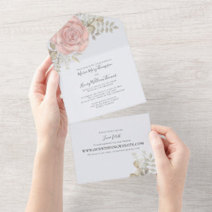 Invitation Tout En Un Rose Gold Elegant Aquarelle Floral Via Website