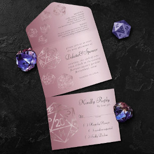 Invitation Tout En Un RPG Luxe   Dés de jeu de société Fantasy Mauve She