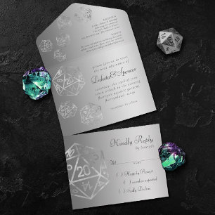 Invitation Tout En Un RPG Luxe Table de jeu rétro Fantasy Sheen Dés de