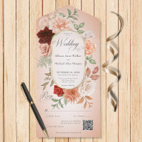 Russe Boho rouille & broche floral Oval Blush QR C