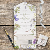 Russe Fleur sauvage Lavande blanc QR Code