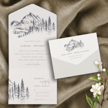 Russe Navy Pine Woods Mountain Sketch Mariage