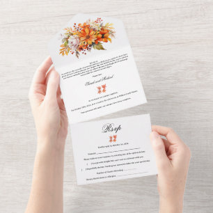 Invitation Tout En Un Rustic Automne Mariage Floral