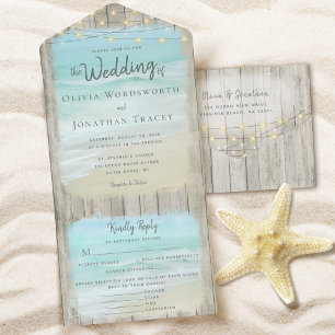 Invitation Tout En Un Rustic Beach Destination Mariage Menu Options