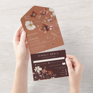 Invitation Tout En Un Rustic Fall Floral Mariage