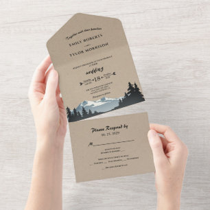 Invitation Tout En Un Rustic Mountain Mariage forestier