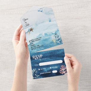 Invitation Tout En Un Rustic Ocean Réponse Simple Par Mariage