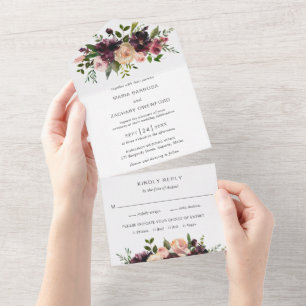 Invitation Tout En Un Rustique Automne Floral Mariage élégant