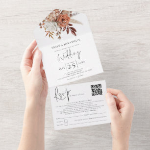 Invitation Tout En Un Rustique Automne Terracotta Rouille Florales