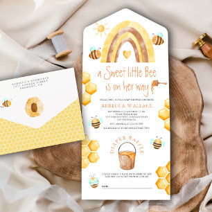 Invitation Tout En Un Rustique Bohème Arc-en-ciel Douce Petite Abeille B