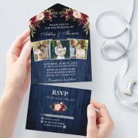 Rustique Bourgogne Floral Blue Wood 3 Mariage phot