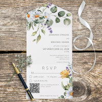 Rustique Daisy & Lavender Floral Blanc QR Code