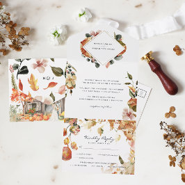 Invitation Tout En Un Rustique Floral Automne Mariage | Feuilles automna