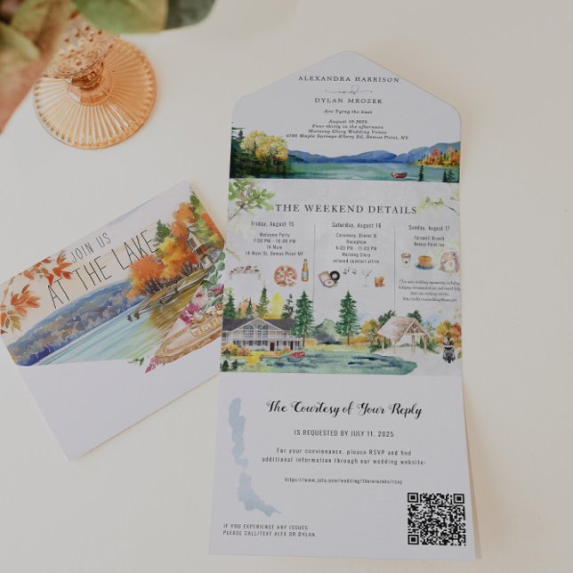 Invitation Tout En Un Rustique Mariage du lac d'automne (Créateur téléchargé)