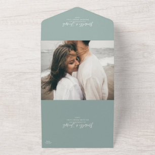 Invitation Tout En Un Sage Green Photo Sceau et envoyer