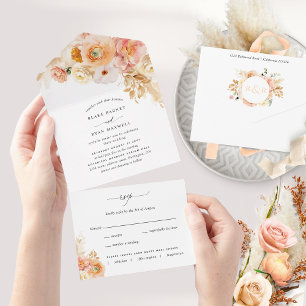 Invitation Tout En Un Saupoudrer le champagne et le Mariage floral de Bl