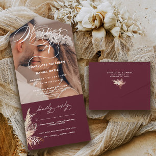 Invitation Tout En Un Sceau élégant et envoi Boho Le mariage de