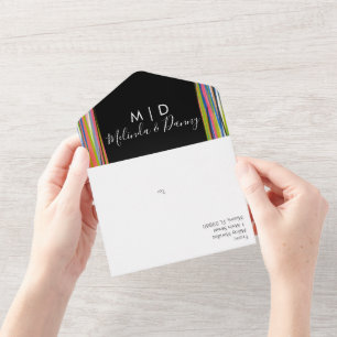 Invitation Tout En Un Script noir coloré Abstrait