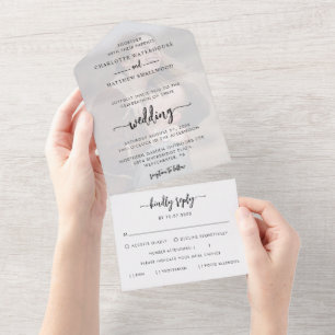 Invitation Tout En Un Script photo moderne Mariage élégant