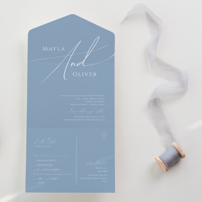 Invitation Tout En Un Script Whimsical | Phoque Décontracté bleu Dusty e (Créateur téléchargé)