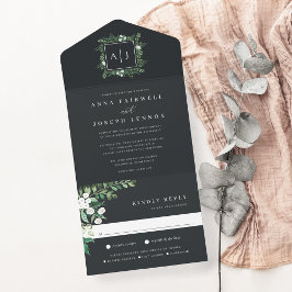 Invitation Tout En Un Serre | Elégant Mariage botanique aquarelle