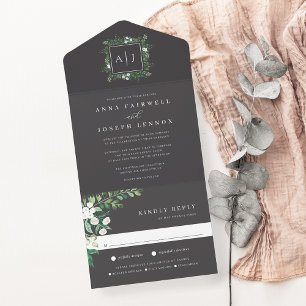 Invitation Tout En Un Serre Elégant Mariage botanique aquarelle