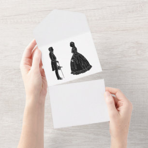 Invitation Tout En Un silhouette d'abraham lincoln mary todd lincoln