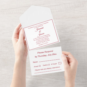 Invitation Tout En Un Simple Bourgogne et Mariage blanc All In One Invit
