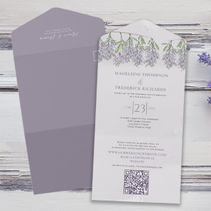 Invitation Tout En Un Simple élégant classique Boho Floral Lilac Lavende