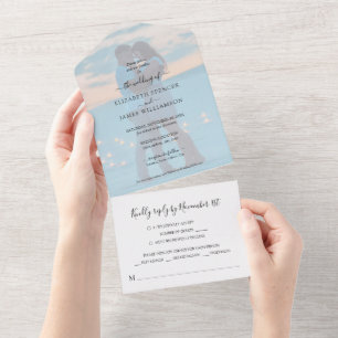 Invitation Tout En Un Simple Élégant Photo Mariage
