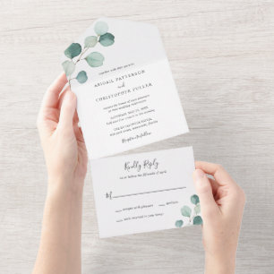 Invitation Tout En Un Simple Élégante Verdure Mariage Rustique Eucalyptu