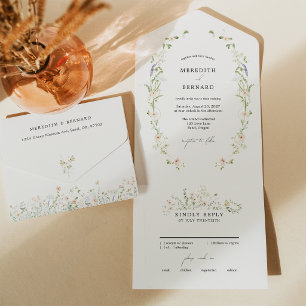 Invitation Tout En Un Simple Mariage Champêtre Fleur Sauvage Vintage