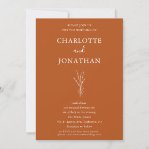 Invitation Tout en un simple Mariage en terre cuite botanique