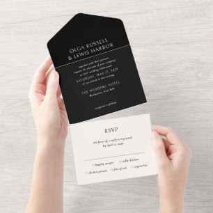 Invitation Tout En Un Simple Mariage Moderne Noir