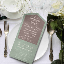 Invitation Tout En Un Simple minimaliste Brown Sage Green Site Web de me