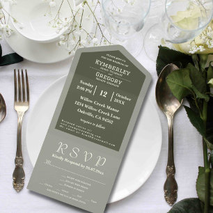 Invitation Tout En Un Simple minimaliste Sage Olive Green Ivor E-mail