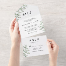 Simple minimaliste Verdure Monogramme Mariage tout