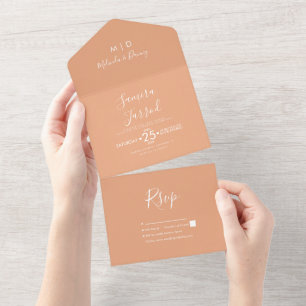 Invitation Tout En Un Simple Orange Ton Chaud Mariage 